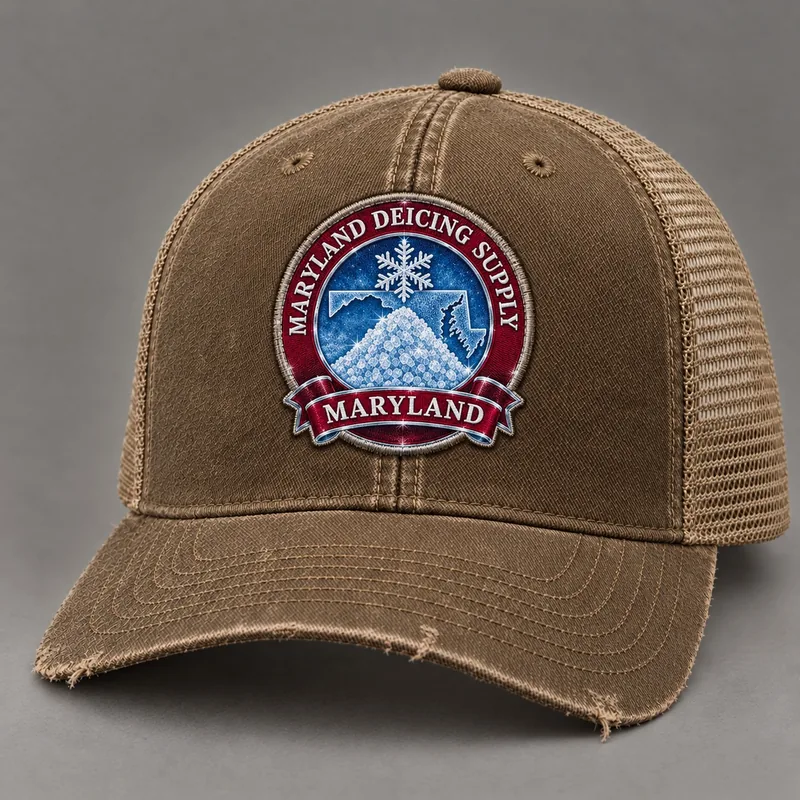 Maryland Deicing Supply trucker hat with state badge